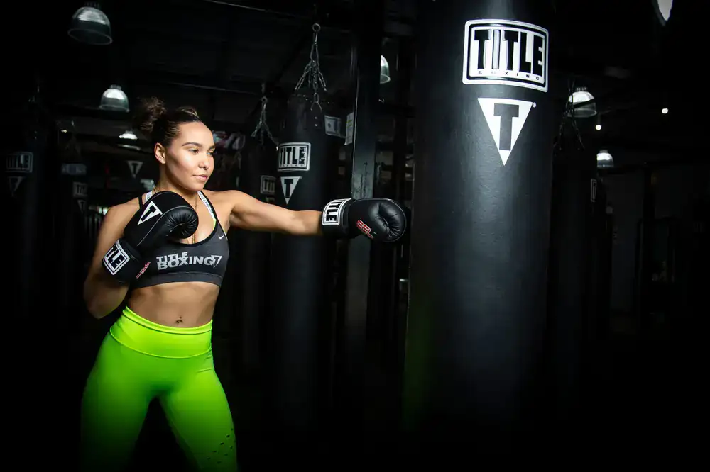 Neon rhythm boxing class in action