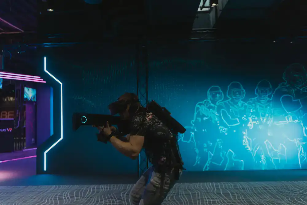 Player hitting targets to the beat in a VR rhythm game